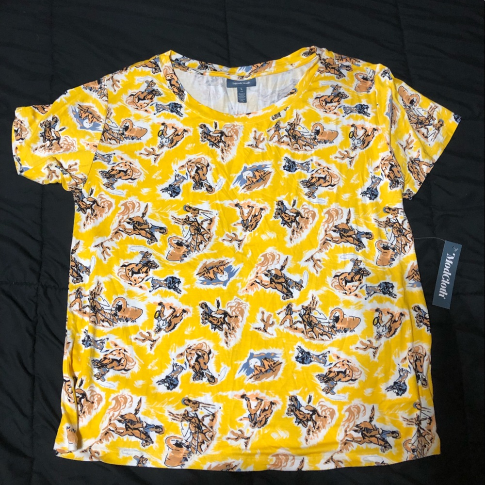 ModCloth western cowgirl yellow tee large